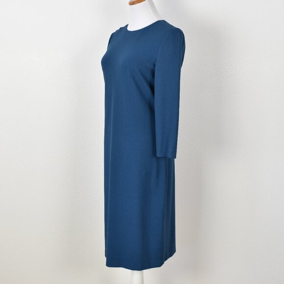 Vince 3/4 Sleeve Boucle Sheath Dress Teal Blue - M - Picture 3 of 9